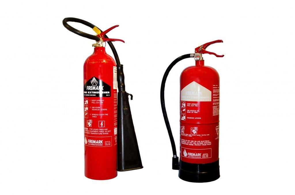 Type and size of fire extinguishers