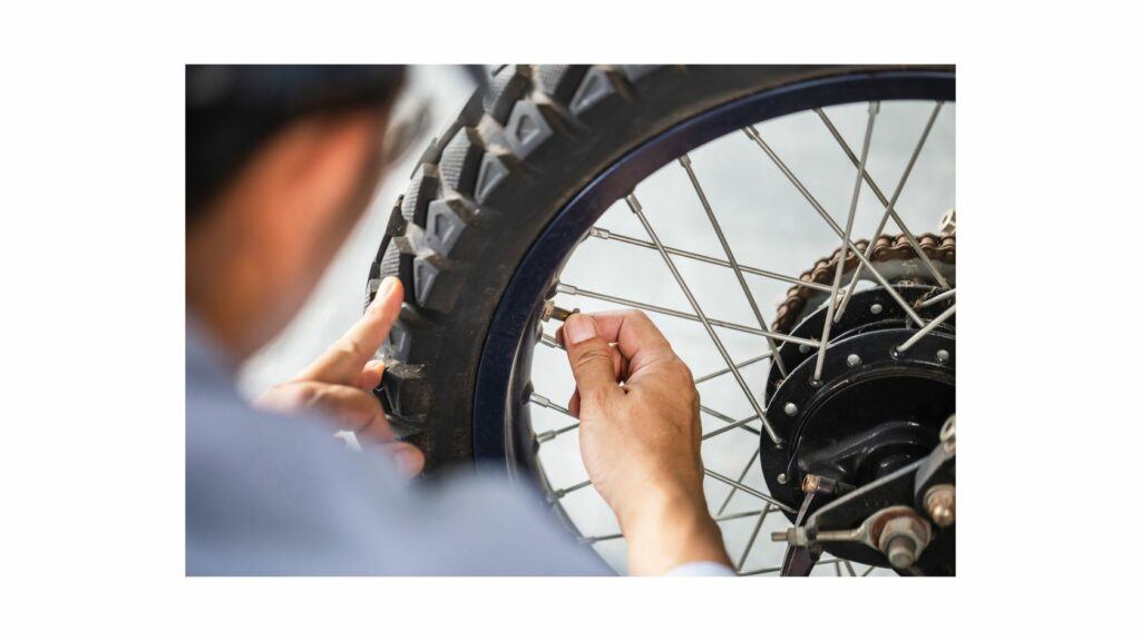 Checking motorcycle tire pressure