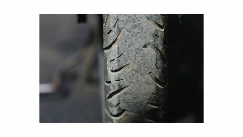 Motorcycle tire with too much wear and tear