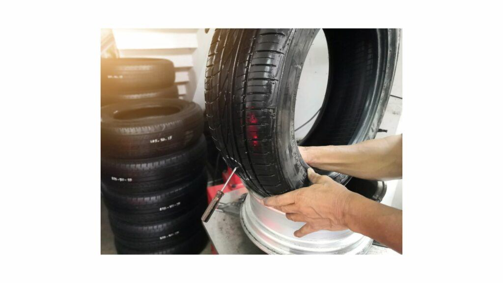 Tube tire puncture repair process