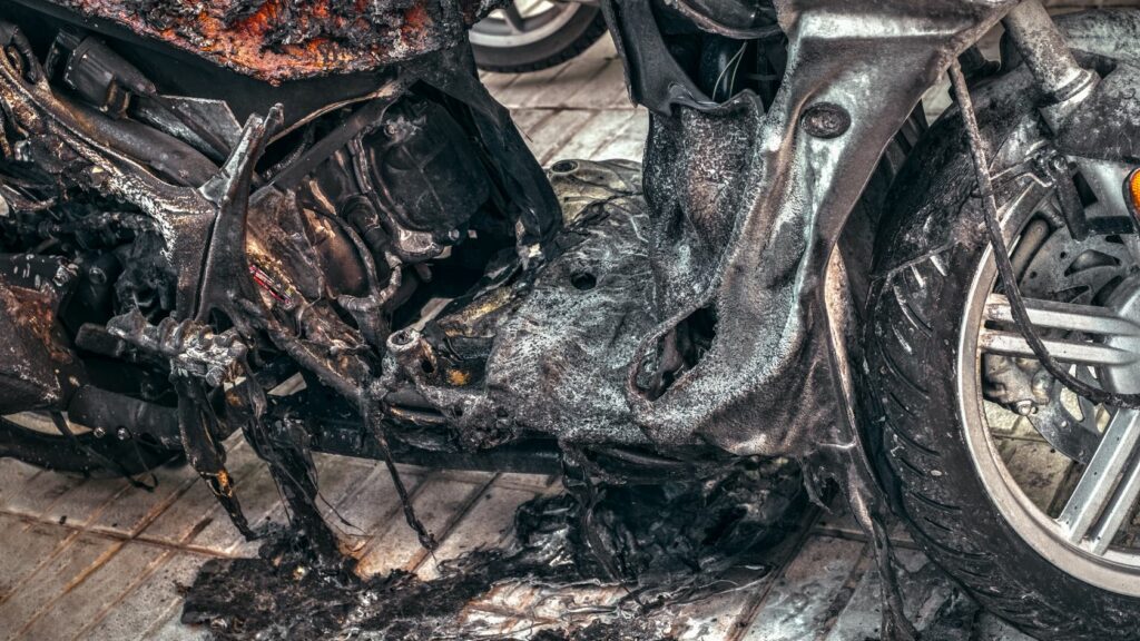 Motorcycle Burned After Explosion