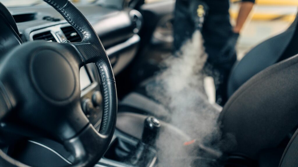 Blowing Car Interior With A Vacuum