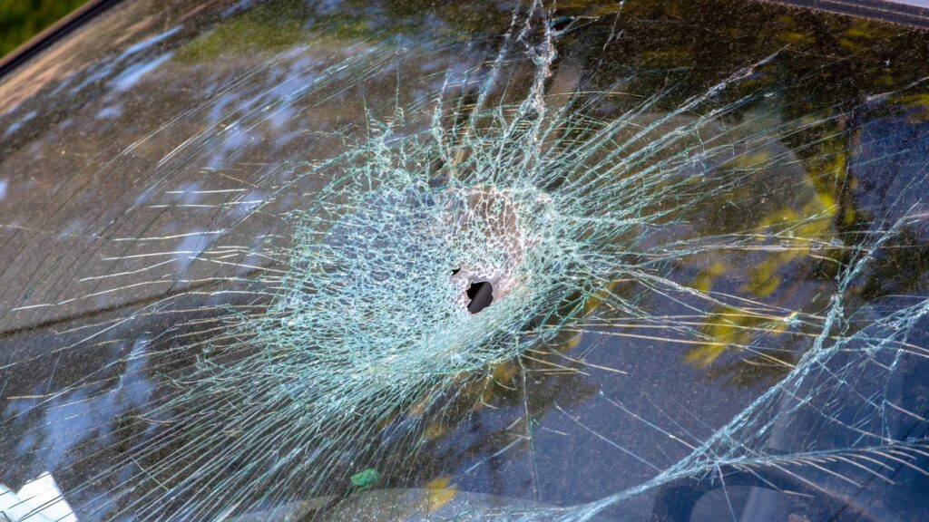 Cracked Windshield Of A Car