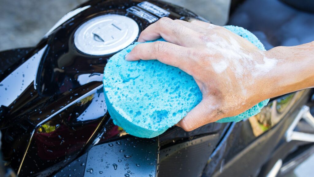 Cleaning Motorcycle Plastic with a Pad