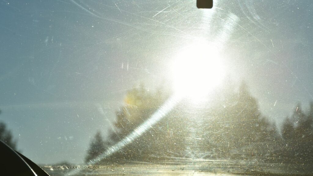 Sunlight Reflecting Through Car Windshield