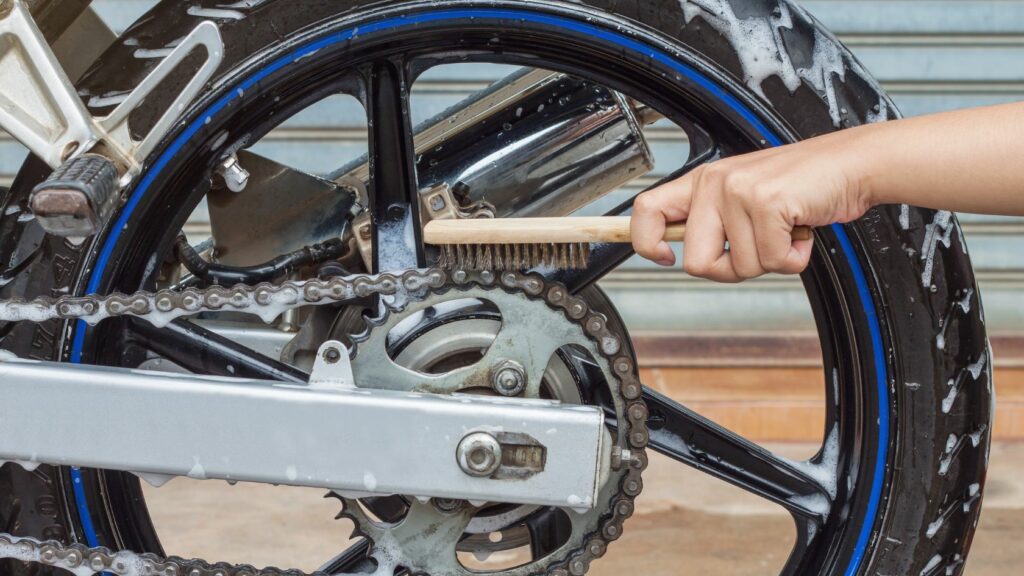 Brushing a Motorcycle Chain