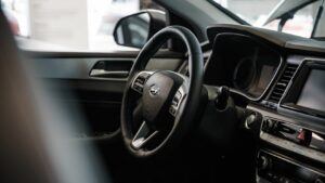 Steering Wheel and interiors of a Car