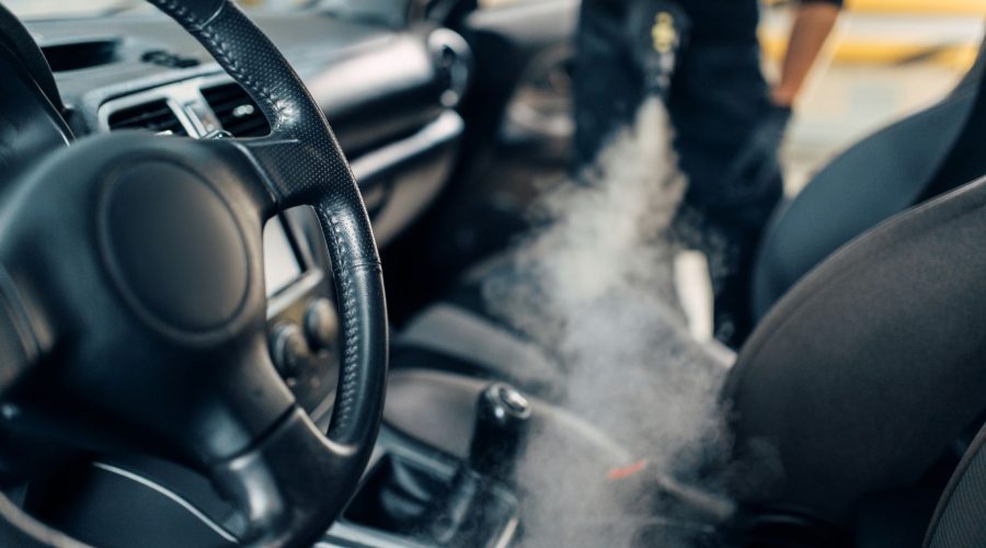 Blowing Car Interior With A Vacuum
