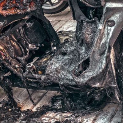 Motorcycle Burned After Explosion