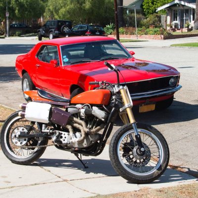 Car and Motorcycle Standing Together