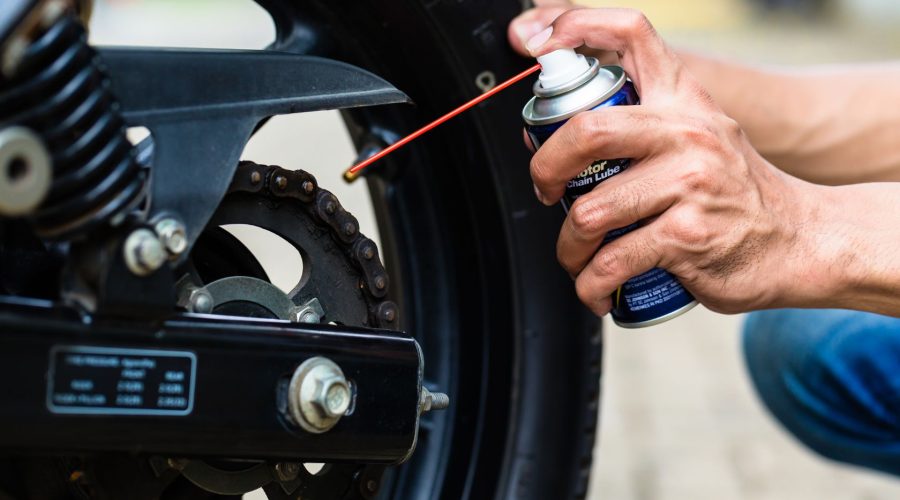 Cleaning a Motorcycle Chain with Spray Cleaner
