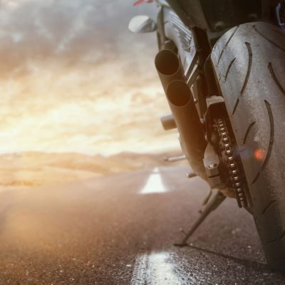 Motorcycle Standing On The Road