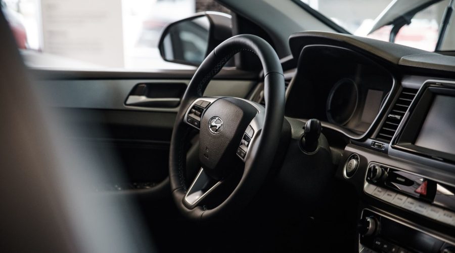 Steering Wheel and interiors of a Car