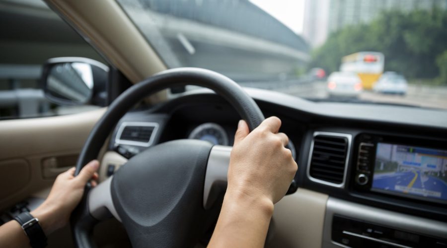 Turning Steering Wheel in a Car